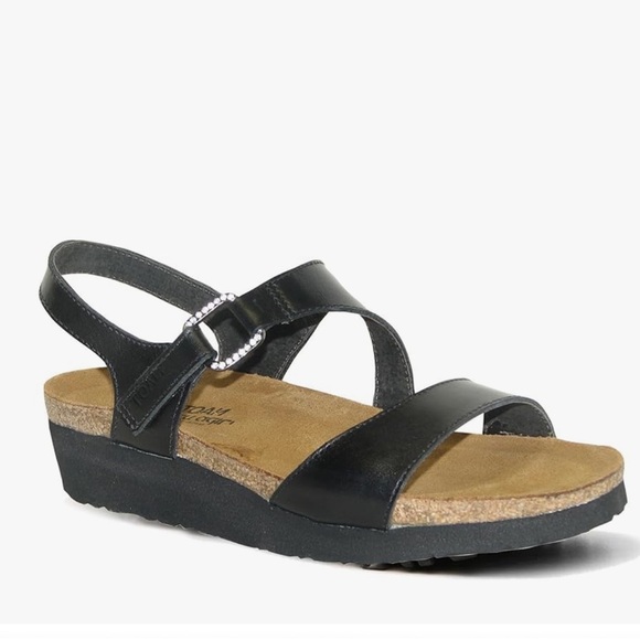NAOT Pamela Black Leather Sandals Size 12 - Picture 1 of 7